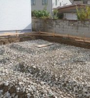 基礎工事　（掘削工事　地業工事　防湿シート敷き込み）